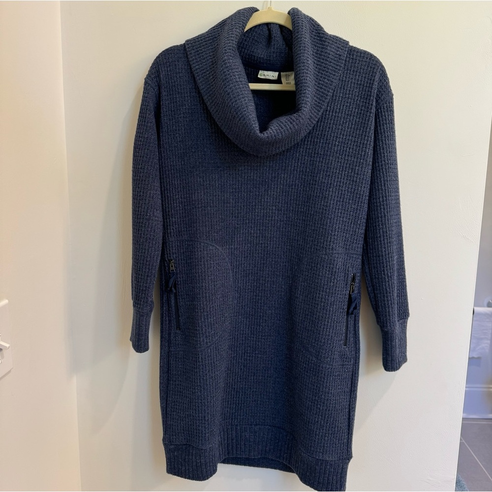 Dakini heather blue waffle knit midi length sweater dress women’s size small